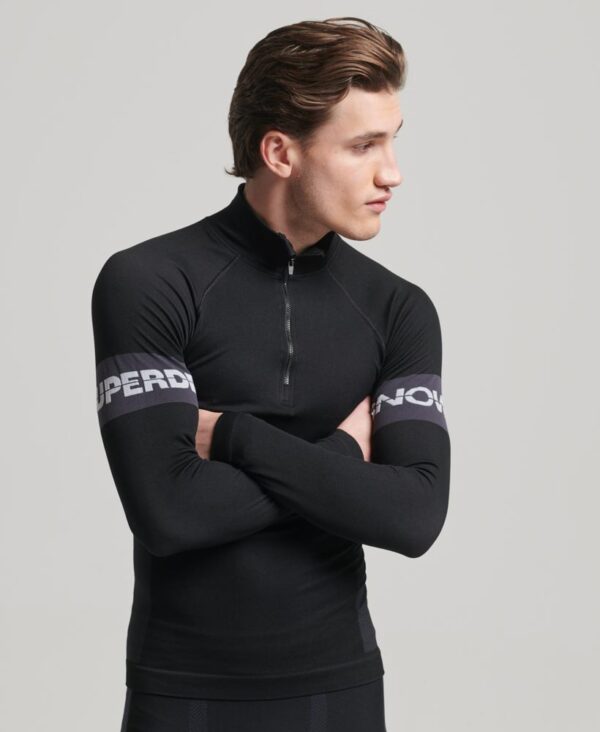Seamless 1 4 Zip Baselayer Top Black MS110168A 02A 1