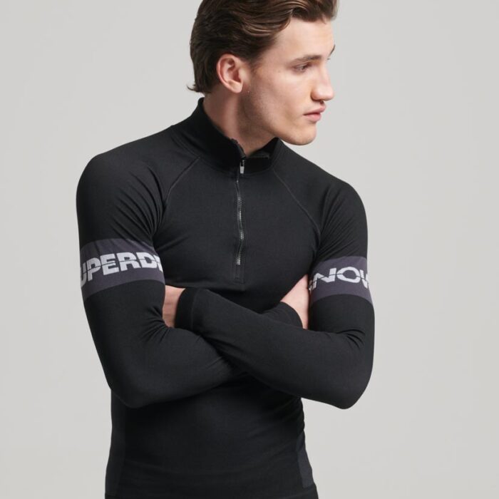 Seamless 1 4 Zip Baselayer Top Black MS110168A 02A 1