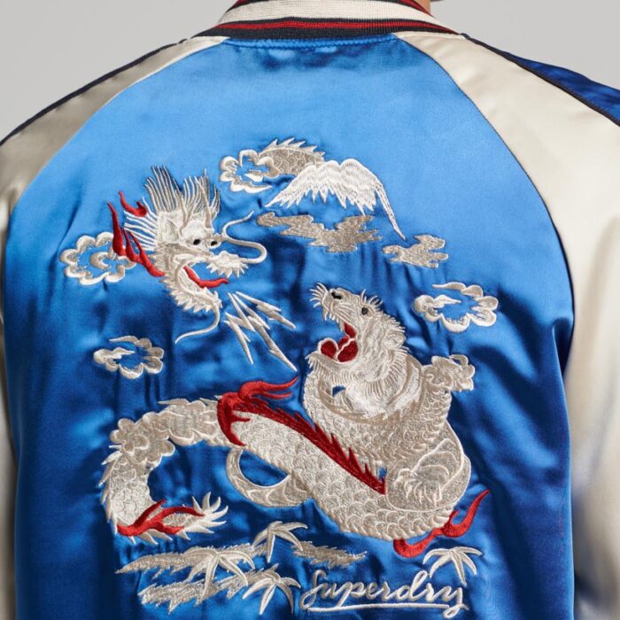 Suikajan Embroidered Bomber Jacket Mazarine Blue M5011721A CNS 3