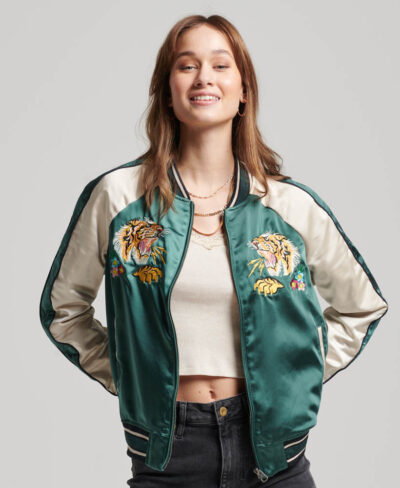 Suikajan Embroidered Bomber Jacket Pine Green W5011538A GCI 1