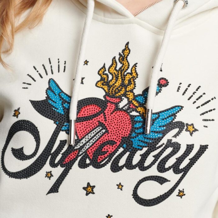 Tattoo Script Graphic Hoodie Cream W2011958A 22C 4