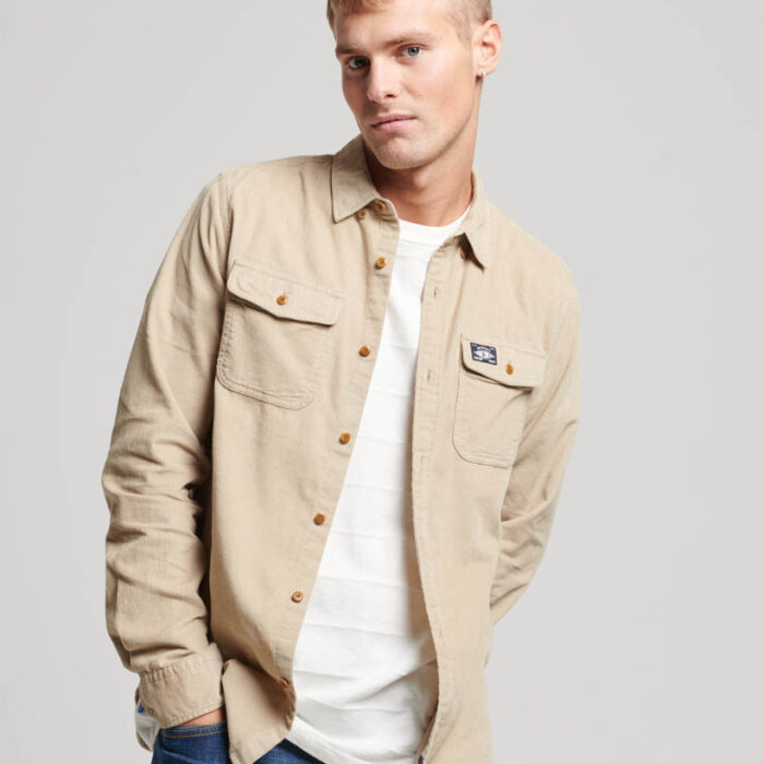 Trailsman Cord Shirt Stone Wash Taupe Brown M4010722A 8MB 1