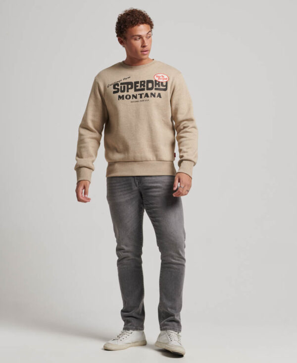 Travel Postcard Graphic Crew Sweatshirt Tan Brown Fleck Marl M2013171A 9XE 3
