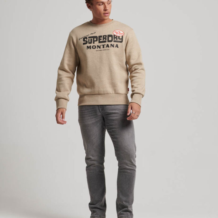 Travel Postcard Graphic Crew Sweatshirt Tan Brown Fleck Marl M2013171A 9XE 3