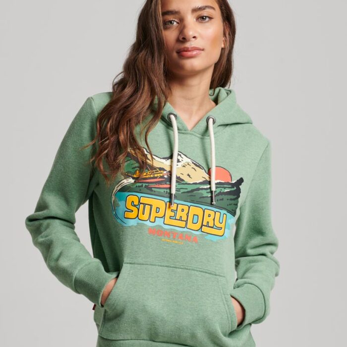 Travel Postcard Graphic Hoodie Winter Mint Marl W2011989A 7QK 1