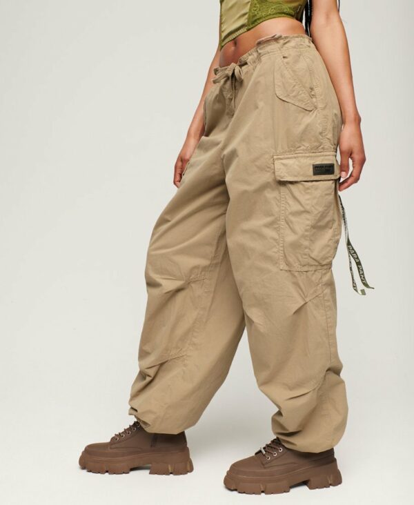 Vintage Baggy Parachute Pant Stone Wash Taupe Brown W7010979A 8MB 2