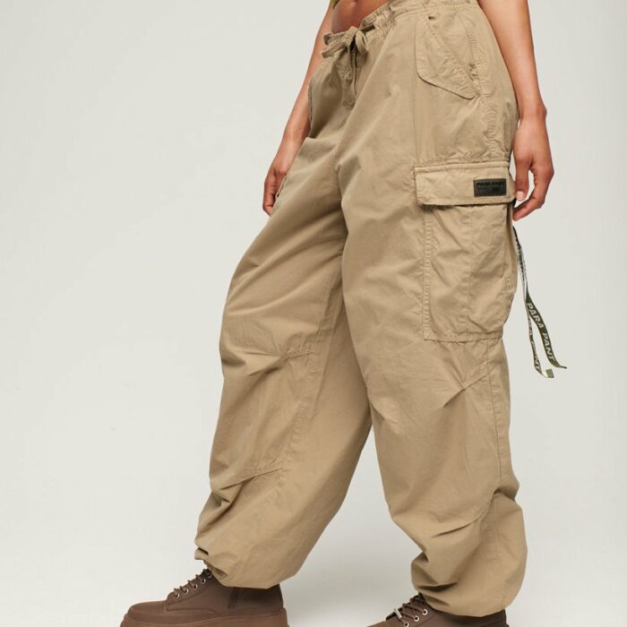Vintage Baggy Parachute Pant Stone Wash Taupe Brown W7010979A 8MB 2