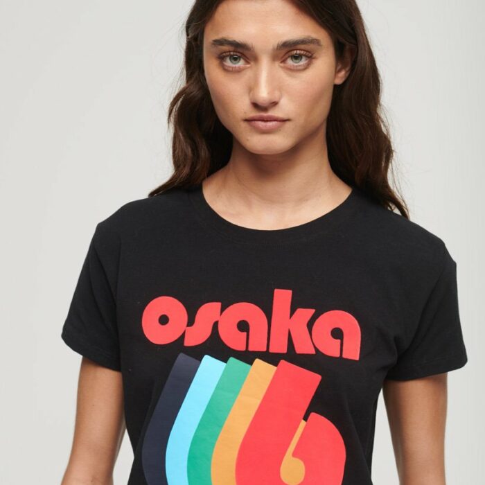 Osaka Graphic Short Sleeve Fitted T Shirt Black W1011344A 02A 1