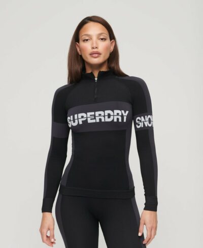 Seamless 1 4 Zip Baselayer Top Black WS110160A 02A 1