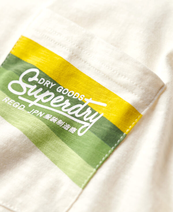 Cali Striped Logo T Shirt Off White Slub M1011904A 7BG 2