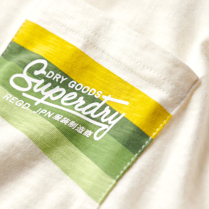 Cali Striped Logo T Shirt Off White Slub M1011904A 7BG 2