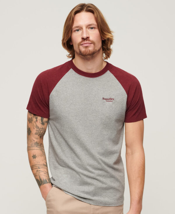 Organic Cotton Essential Logo Baseball T Shirt Grey Marl Vintage Red Marl M1011838A 7PS 1