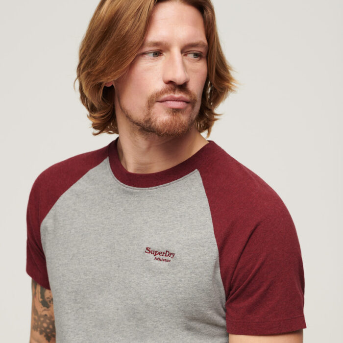 Organic Cotton Essential Logo Baseball T Shirt Grey Marl Vintage Red Marl M1011838A 7PS 2