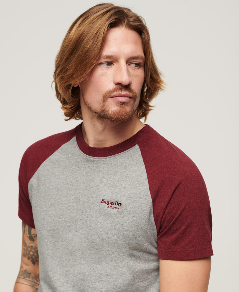 Organic Cotton Essential Logo Baseball T Shirt Grey Marl Vintage Red Marl M1011838A 7PS 2