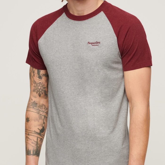 Organic Cotton Essential Logo Baseball T Shirt Grey Marl Vintage Red Marl M1011838A 7PS 3