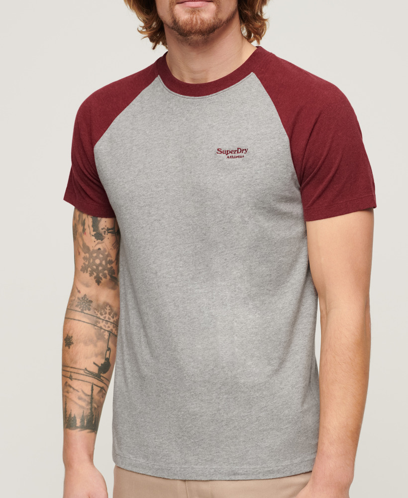 Organic Cotton Essential Logo Baseball T Shirt Grey Marl Vintage Red Marl M1011838A 7PS 3