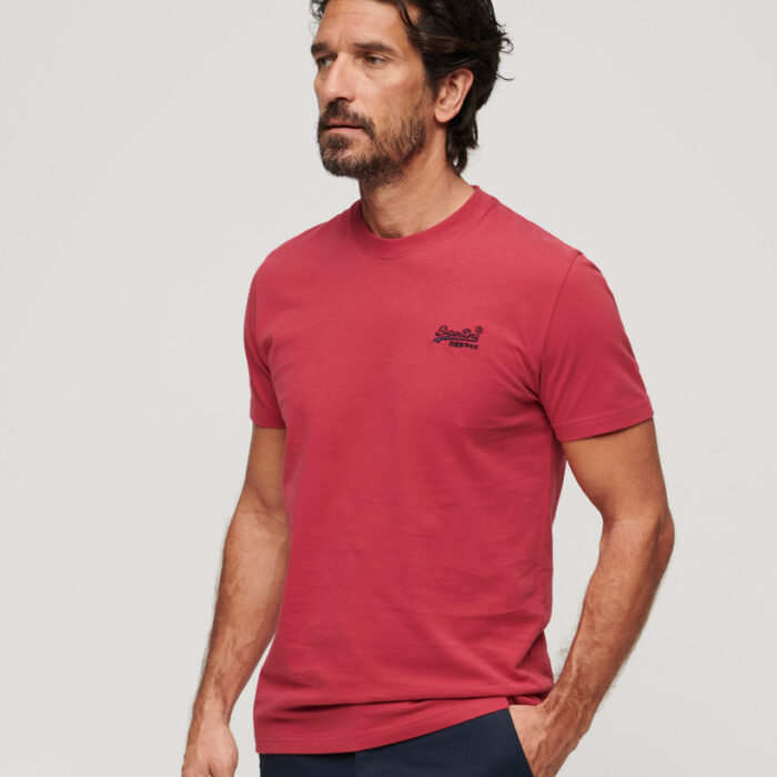 Organic Cotton Essential Logo T Shirt Cranberry Crush Red M1011245A 2DI 2