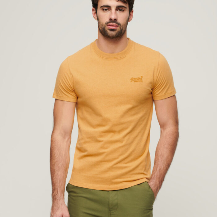 Organic Cotton Essential Logo T Shirt Ochre Yellow Marl M1011245A 9AB 1