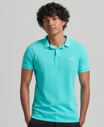 Organic Cotton Vintage Destroy Polo Shirt Aruba Aqua M1110345A 0VA 1