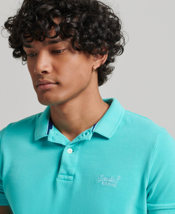 Organic Cotton Vintage Destroy Polo Shirt Aruba Aqua M1110345A 0VA 3