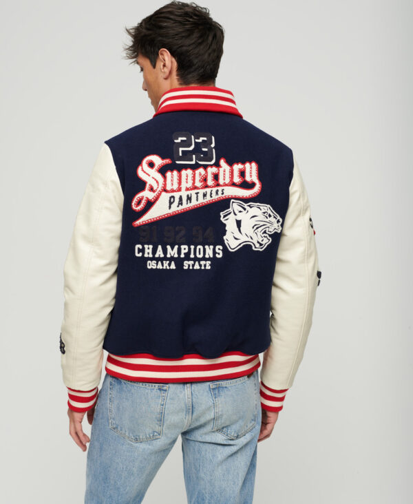 College Varsity Patched Bomber Jacket Atlantic Navy M5011867A GKV 2