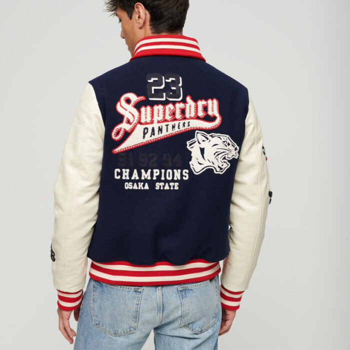 College Varsity Patched Bomber Jacket Atlantic Navy M5011867A GKV 2