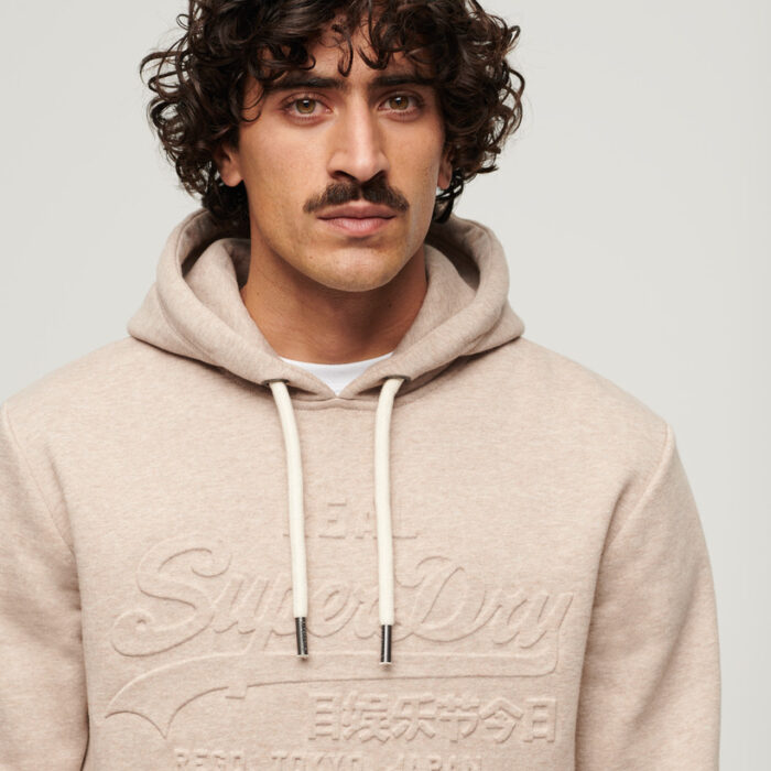 Embossed Vintage Logo Hoodie Pastel Beige Marl M2013561A 2AT 3