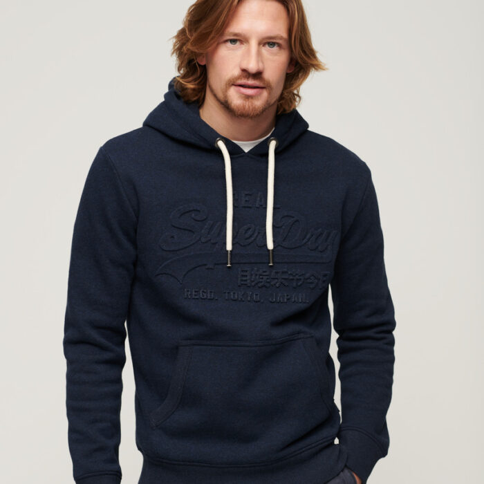Embossed Vintage Logo Hoodie Surplus Blue Black Grit M2013561A EN7 1