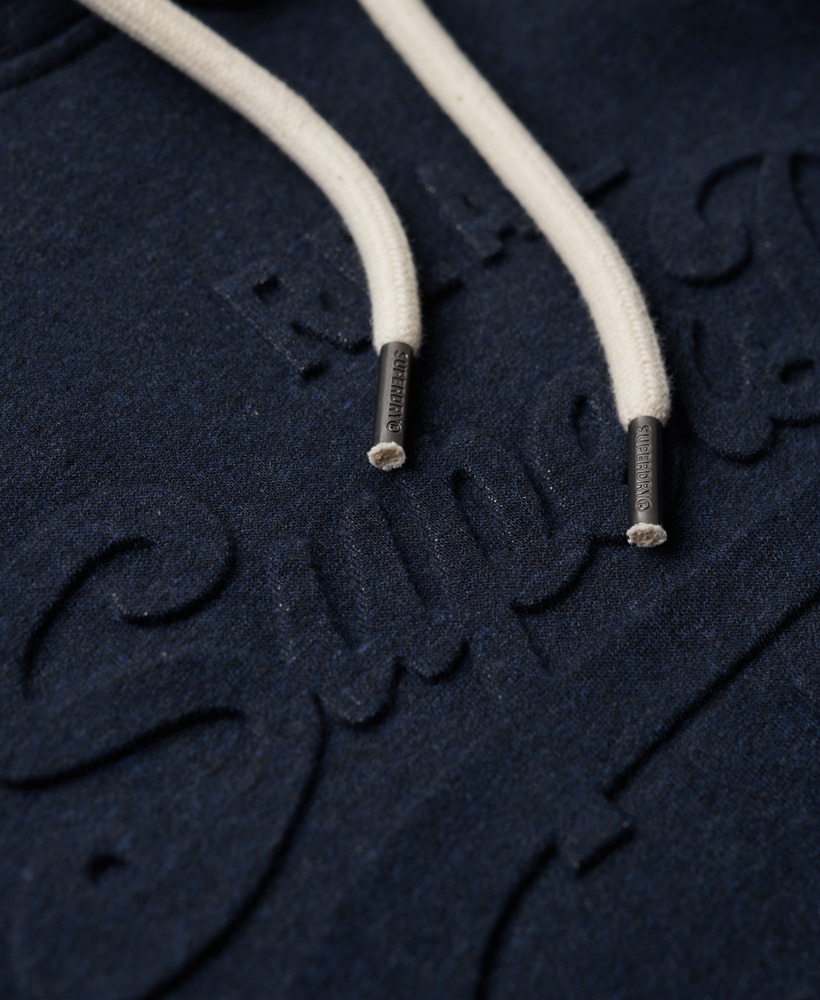 Embossed Vintage Logo Hoodie Surplus Blue Black Grit M2013561A EN7 3