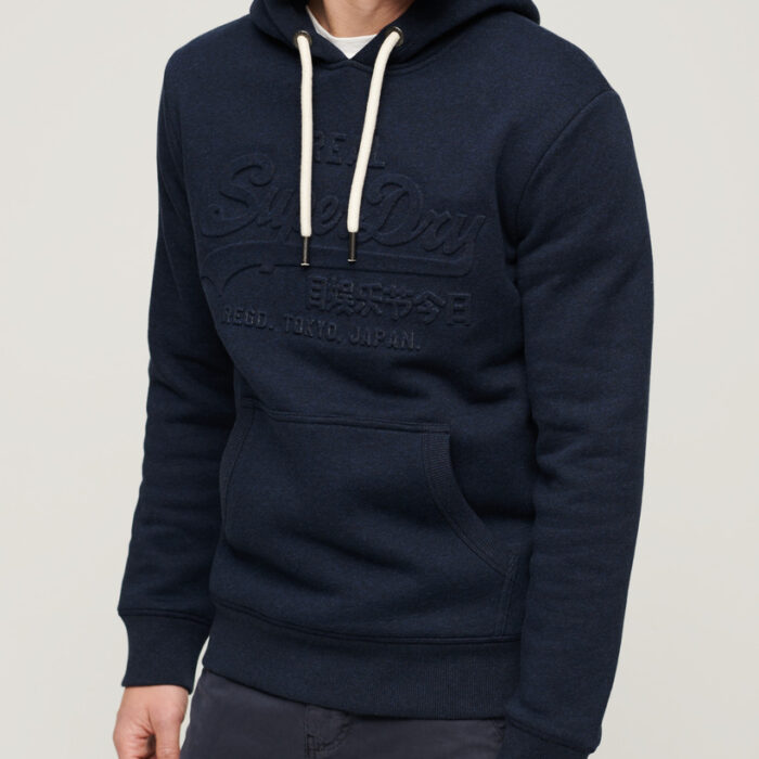 Embossed Vintage Logo Hoodie Surplus Blue Black Grit M2013561A EN7 5