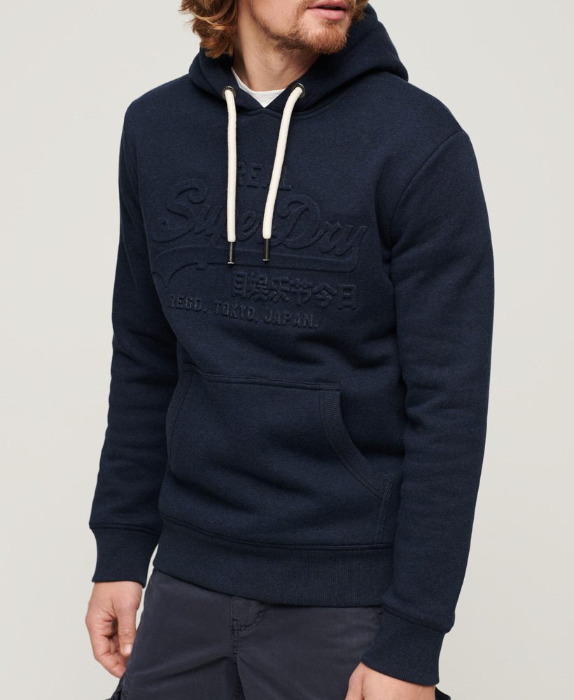 Embossed Vintage Logo Hoodie Surplus Blue Black Grit M2013561A EN7 5