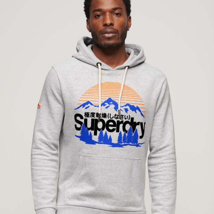 Great Outdoors Graphic Hoodie Flake Grey Marl M2013559A 1LN 1