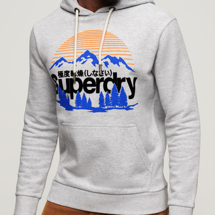 Great Outdoors Graphic Hoodie Flake Grey Marl M2013559A 1LN 3