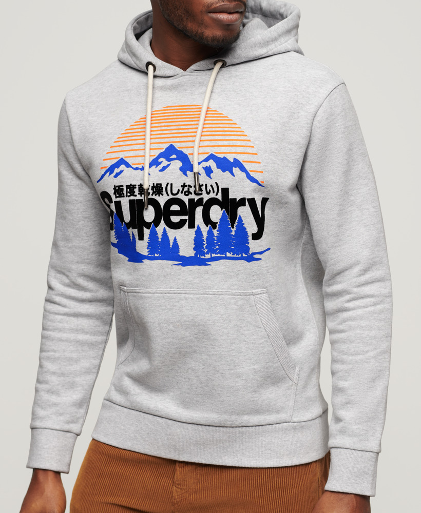 Great Outdoors Graphic Hoodie Flake Grey Marl M2013559A 1LN 3