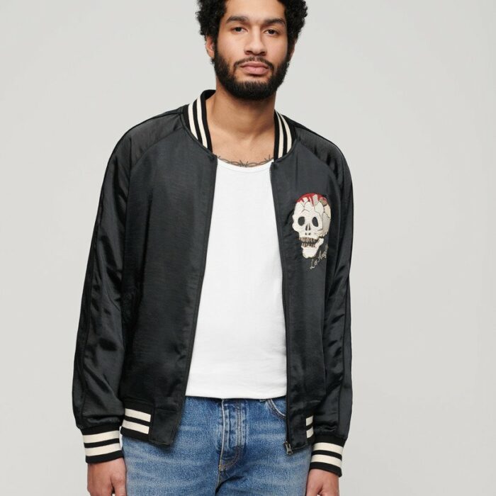 Sukajan Embroidered Bomber Jacket Jet Black M5011855A 12A 2