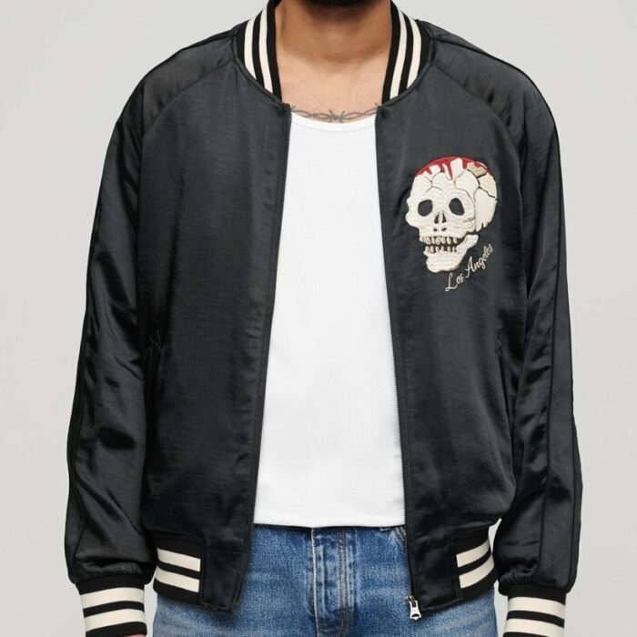 Sukajan Embroidered Bomber Jacket Jet Black M5011855A 12A 3