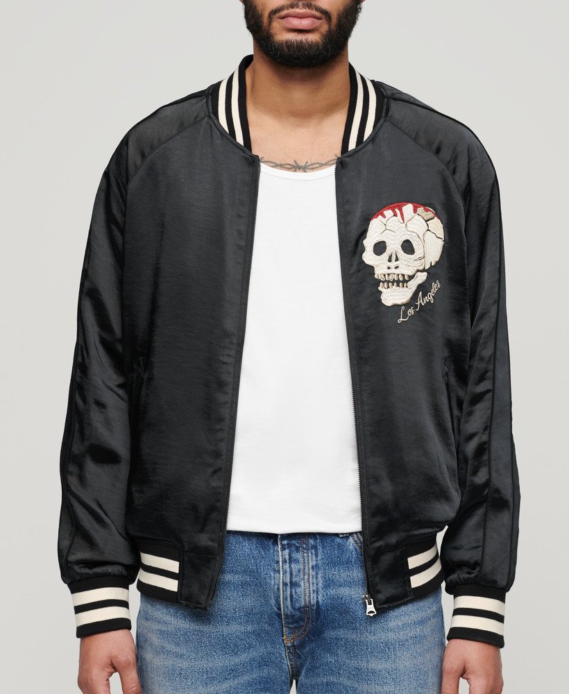 Sukajan Embroidered Bomber Jacket Jet Black M5011855A 12A 3