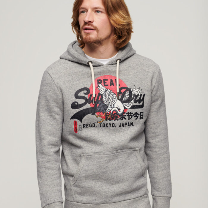 Tokyo Vintage Logo Hoodie Athletic Grey Marl M2013569A ZUC 1