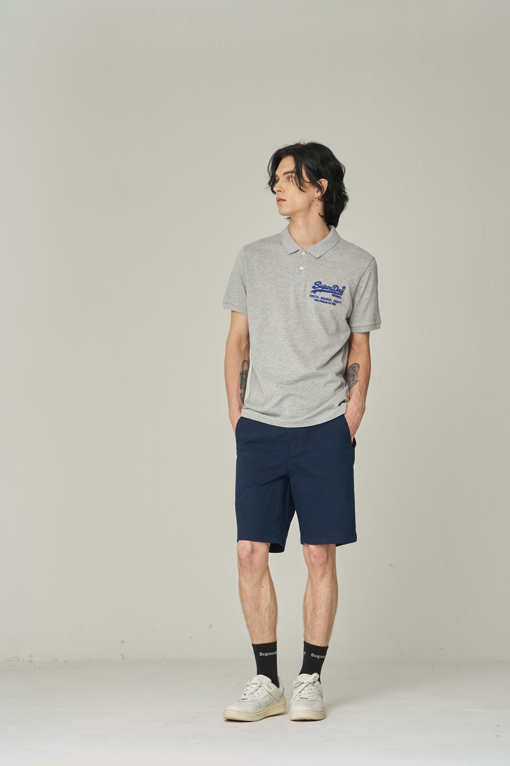 COTTON CHINO SHORTS NAVY SDMSODO01 KNVY 1