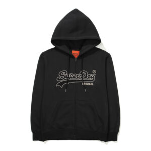 REGULAR FIT VINTAGE BIG LOGO 2 WAY HOOD ZIP UP BLACK SDUHUFO04 KBLK 1
