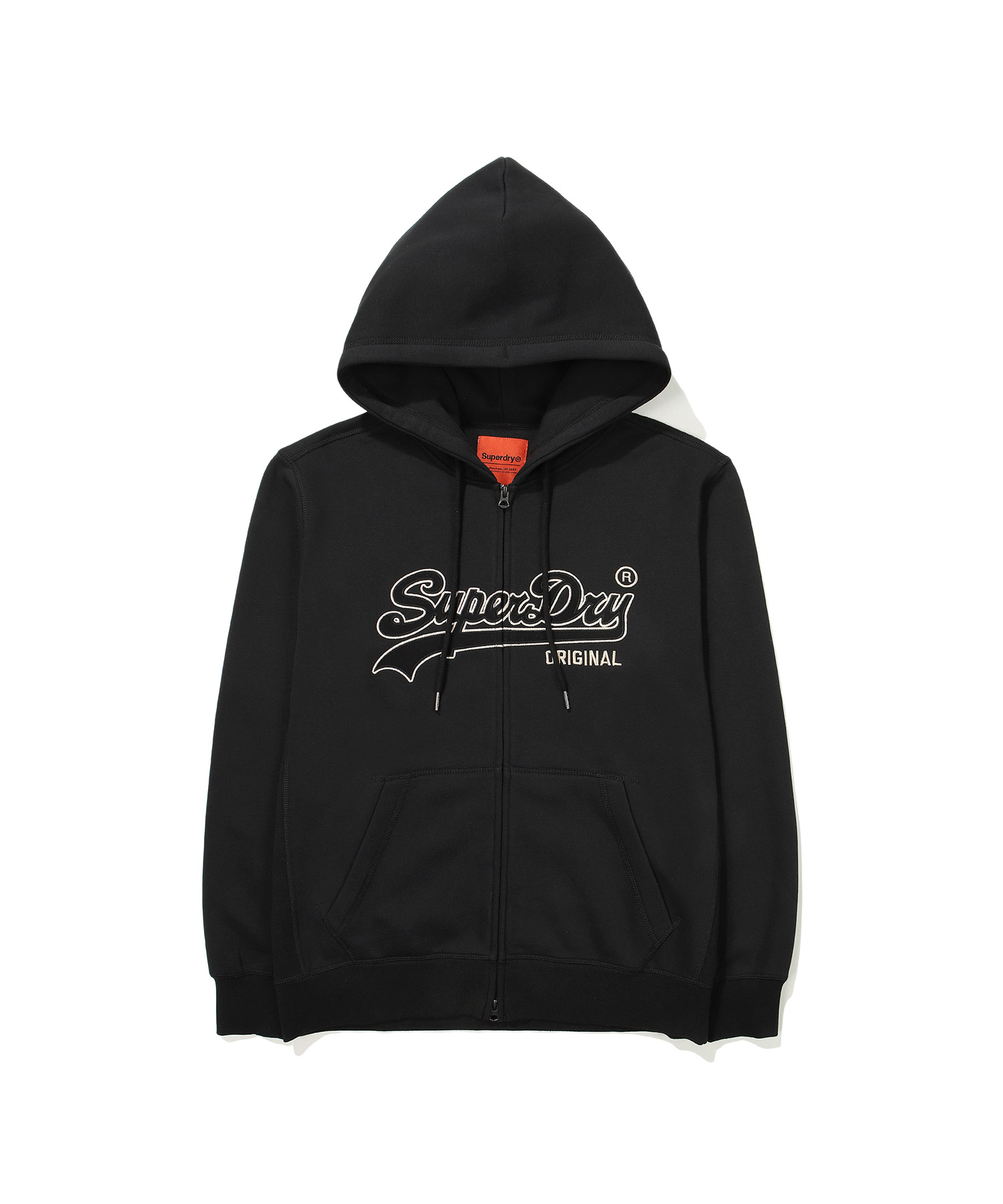 REGULAR FIT VINTAGE BIG LOGO 2 WAY HOOD ZIP UP BLACK SDUHUFO04 KBLK 1