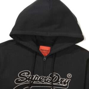 REGULAR FIT VINTAGE BIG LOGO 2 WAY HOOD ZIP UP BLACK SDUHUFO04 KBLK 3