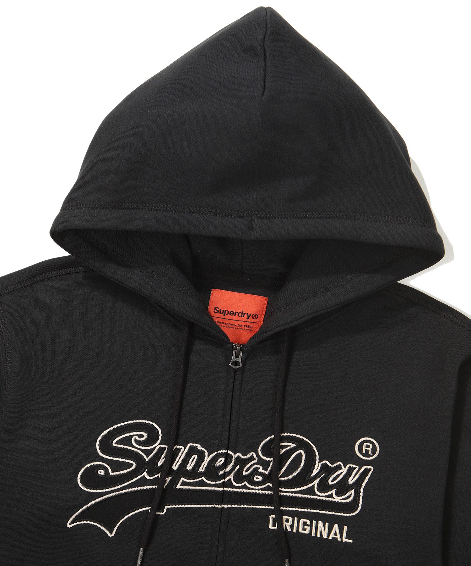 REGULAR FIT VINTAGE BIG LOGO 2 WAY HOOD ZIP UP BLACK SDUHUFO04 KBLK 3