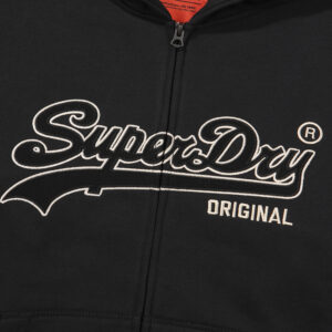 REGULAR FIT VINTAGE BIG LOGO 2 WAY HOOD ZIP UP BLACK SDUHUFO04 KBLK 4