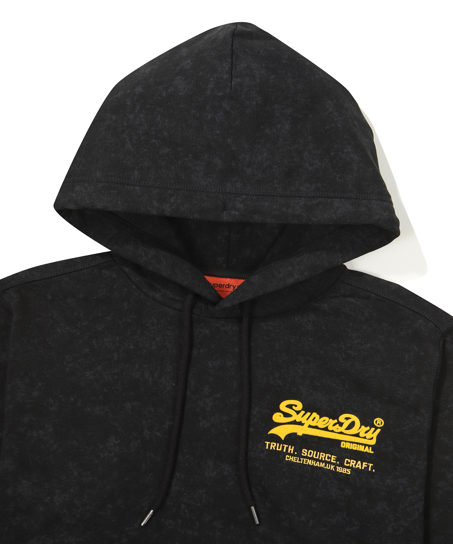 REGULAR FIT VINTAGE SMALL LOGO HOODIE BLACK SDUHOFO06 KBLK 3