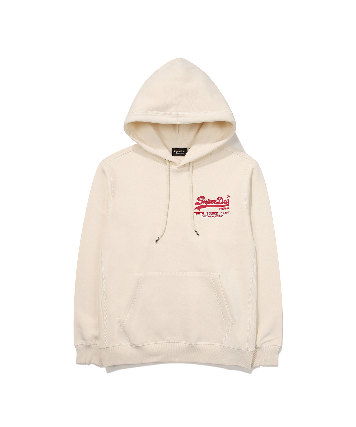 REGULAR FIT VINTAGE SMALL LOGO HOODIE IVORY SDUHOFO05 KIVR 1
