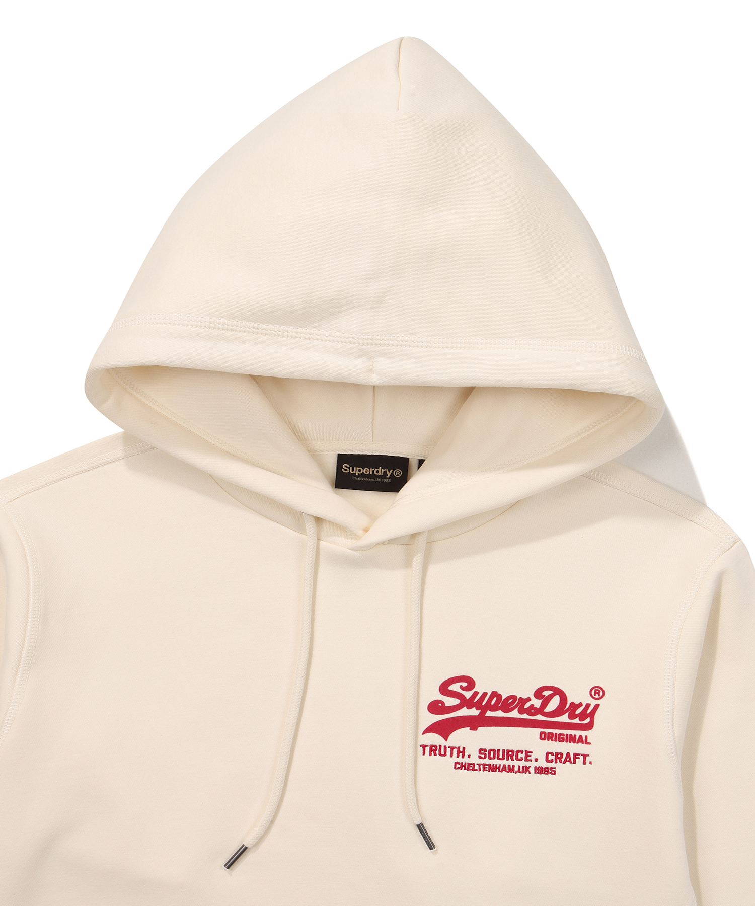 REGULAR FIT VINTAGE SMALL LOGO HOODIE IVORY SDUHOFO05 KIVR 3