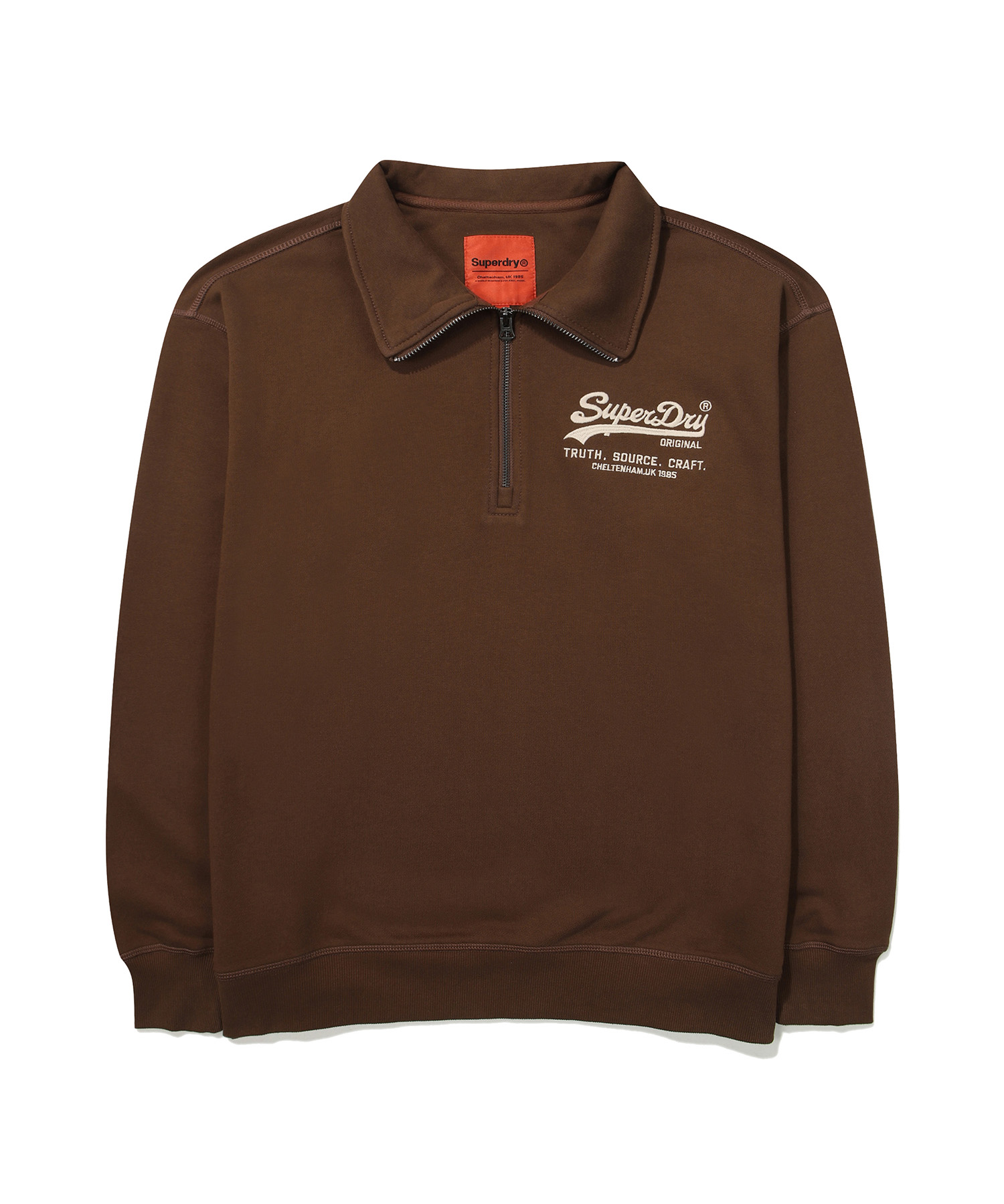 SEMI OVER FIT HERITAGE HALF ZIP UP SWEATSHIRT BROWN SDUMZYO02BRW 1