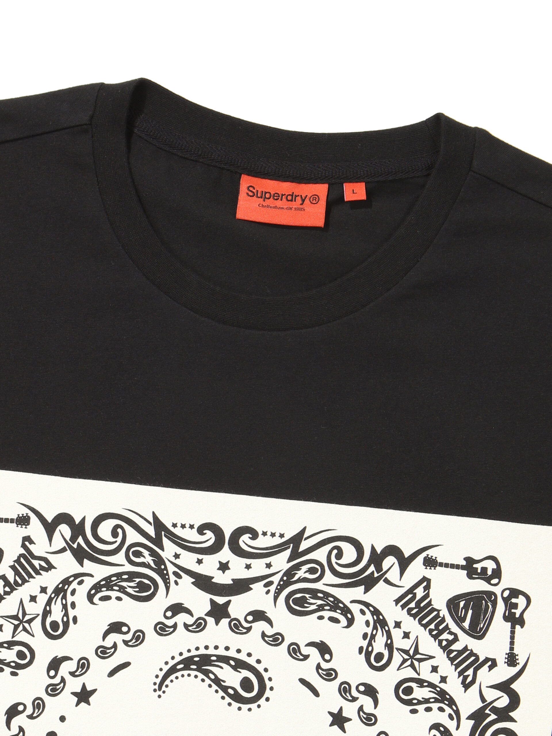 SEMI OVER FIT PAISLEY HALF T SHIRTS BLACK SDUSHDO04 KBLK 3