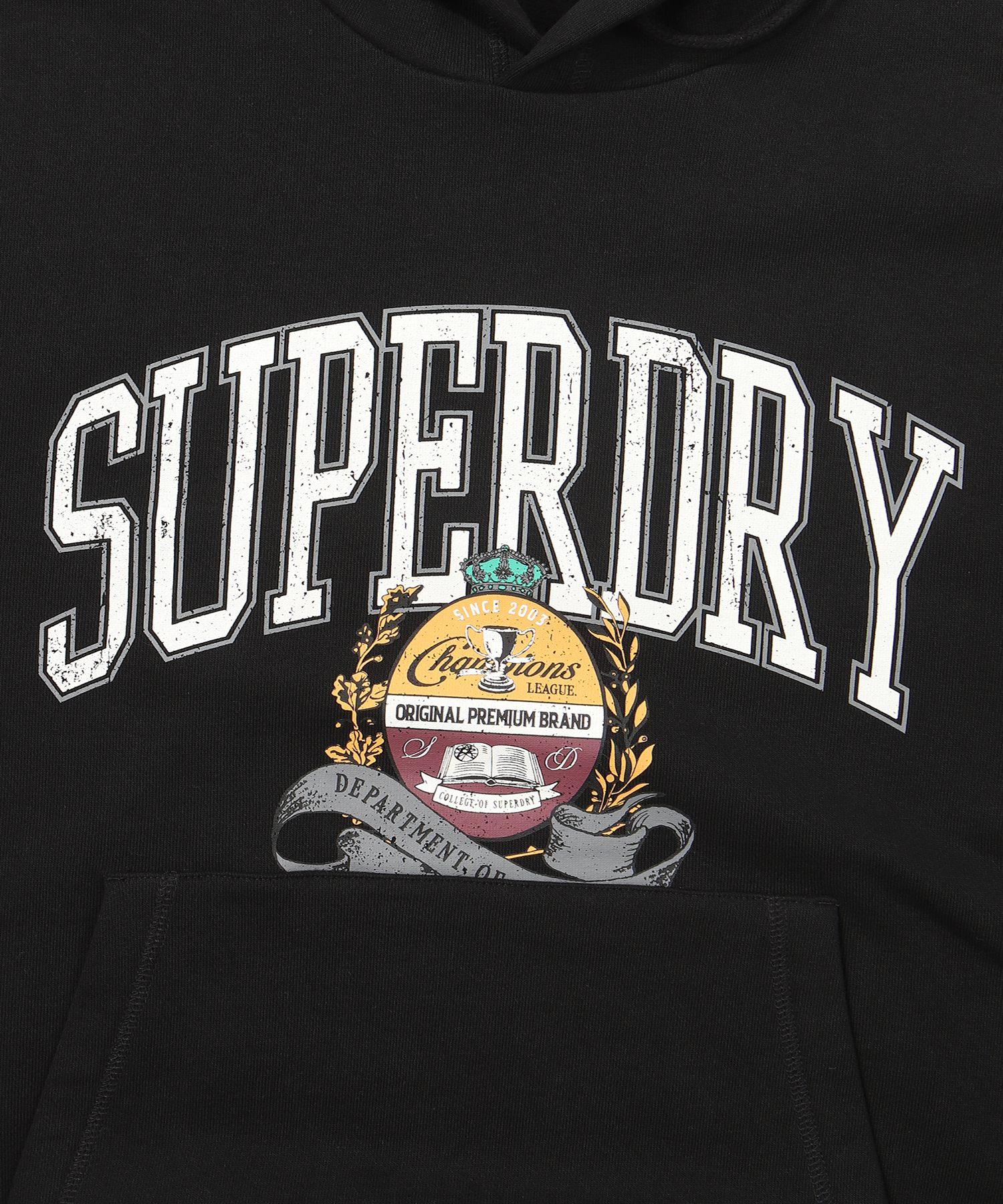 SEMI OVER FIT VARSITY EMBROIDERED HOODIE BLACK SDUHOFO09 KBLK 4